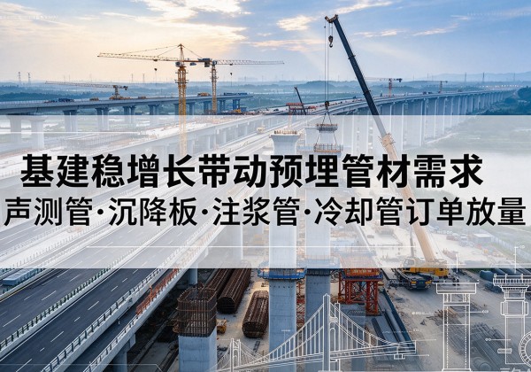 克拉玛依基建稳增长带动预埋监测管材需求，声测管、沉降板、注浆管订单持续放量